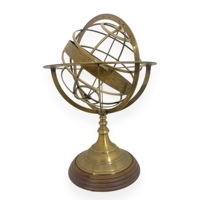 Globe armillaire vintage en laiton de 20 pouces avec design zodiacal rotatif pour une décoration de bureau et de table classique