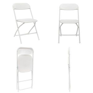 Classic White Garden Folding Chair 4pcs Injection Molding Plastic Classic Design - Product Image 3