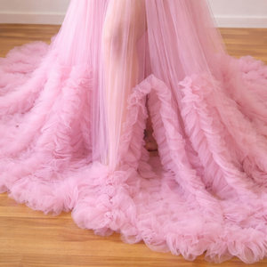 Vestido de Maternidad de Tul para Antes del Boda |   Vestido de Lujo con Cuerpo Trenzado y Lazo Decorativo, Mezcla de Algodón, para Sesión de Fotos |   Lavanda Romántica - Product Image 5