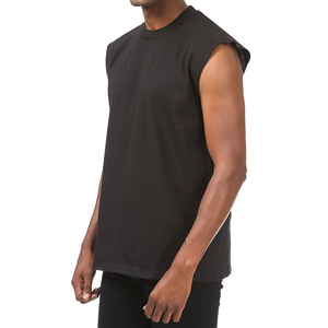 T-shirts de sport pour hommes de qualité supérieure, coupe ample et courte, sans manches, personnalisés, noirs - Product Image 6