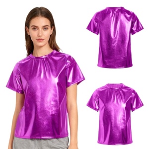 ชุดเต้นรำลาตินสำหรับผู้หญิง เสื้อยืดเมทัลลิกสำหรับการแสดง งานปาร์ตี้ เสื้อผ้าเต้นรำบอลรูมมืออาชีพ สำหรับฝึกซ้อมและการแข่งขัน - Product Image 2