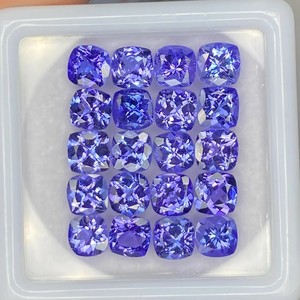 Pierre précieuse naturelle Tanzanite en vrac, taille coussin 6mm, facettée, couleur bleue, calibrée, traitée thermiquement pour la fabrication de bijoux - Prix de gros - Product Image 3