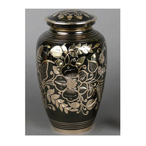 Urne funéraire artisanale en métal pour cendres humaines, taille adulte, avec rose violette, élégante urne commémorative florale pour enterrement - Product Image 6