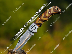 Couteau pliant professionnel Sanmai en acier Damas cuivré, pointe clip, pour EDC, camping, extérieur, pêche, randonnée, facile à personnaliser (DIY), ODM - Product Image 5