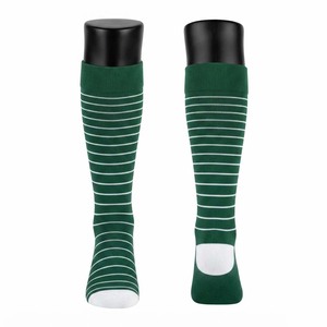 Premium Cotton Polyester Scrub <b>Socks</b> 200 GSM <b>Green</b> White Stripe Crew Fit With Custom Logo Knitted Design Soft Stretch - Product Image 1
