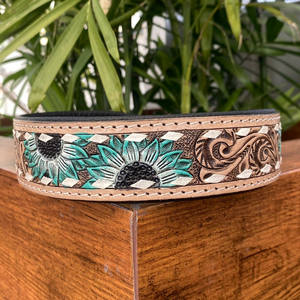 Wholesale Durable Hand <b>Tooled</b> <b>Leather</b> Padded Dog Collar Pet Accessories Genuine <b>Leather</b> Adjustable Collar for Medium & Large Dog - Product Image 4