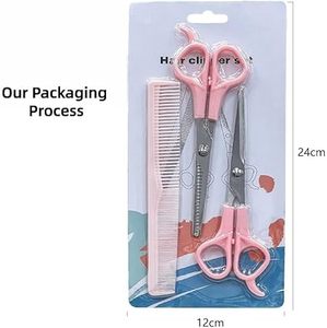 Juego de Tijeras de Peluquería de Acero Inoxidable Rosa, Tijeras de Entresacar, Peine, Kit de Barbería para Mujeres, Hombres y Niños - Product Image 1