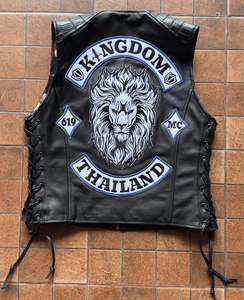 Chaleco de Motociclista de Cuero Vacuno Genuino con Cuello Alto - Product Image 4