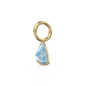 Aquamarine 5mm 14k Yellow <b>Solid</b> <b>Gold</b> Charm <b>Pendant</b> Bezel Jewelry Finding / March Birthstone / Trillion Cut Blue Gemstone - Product Image 3