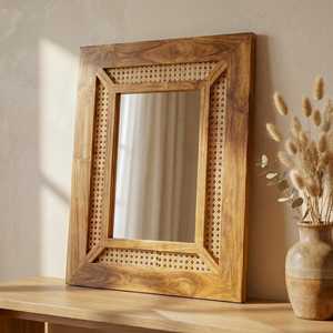 Handwoven Rattan Decorative <b>Mirror</b> and Photo Frame Bamboo Cane <b>Table</b> <b>top</b> Accent <b>Mirror</b> for Rustic Interiors Design - Product Image 2