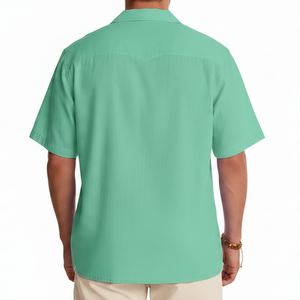 Trendy Plain Turn <b>Down</b> Collar Men's Shirts Short Sleeve Street Style Wholesale Bulk Supply New Fashion - Product Image 5