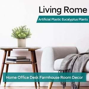 Set di 3 Piante Artificiali di Eucalipto in Vaso, Topiari in Plastica per Casa, Ufficio, Scrivania, Scaffale, Stanza, Bagno - Product Image 2