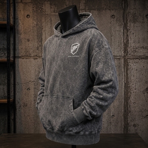 100% Cotton Knitted Acid <b>Wash</b> Solid Pullover Hoodie for Men Winter Street Wear Vintage Regular Fit Low MOQ Best OEM - Product Image 6