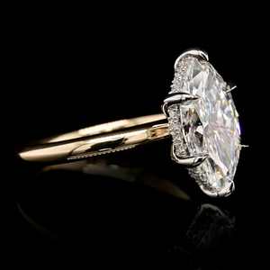 Anillo de compromiso y boda de plata de ley 925 con moissanita de corte marquesa de 4 quilates (8x16MM) y seis garras, regalos para fiestas - Product Image 2