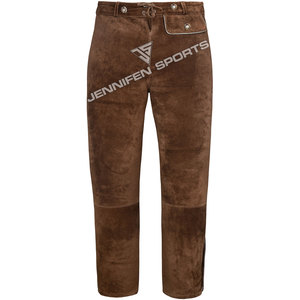 Pantalon long d'hiver décontracté de haute qualité pour homme, style bavarois, en cuir suédé vieilli, coupe taille haute, aspect vintage, inspiré des Lederhosen autrichiens - Product Image 4