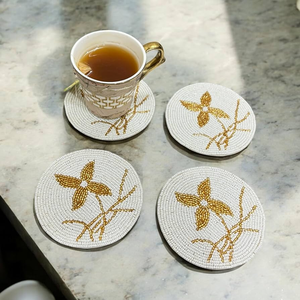 Sous-verres perlés de haute qualité en forme de cœur avec motif nœud rose, tapis et supports perlés, sous-verres perlés pour verres à vin, artisanat - Product Image 6