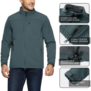 <b>Men's</b> Teal Soft Shell <b>Jacket</b> Zip <b>Fly</b> Windproof Regular Fit Outdoor Wear - Product Image 3