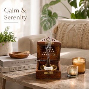 Luxury Handmade Wooden Pyramid Bakhoor Burner Box | Arabic <b>Oud</b> Incense Burner with Brass Cup | Wooden Incense Holder for Home - Product Image 3
