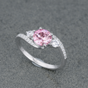 แหวนมอสซาไนต์สีชมพูแบบพิเศษ แหวนเงินแท้ 925 แหวนมอสซาไนต์ทำมือ แหวนเงินทำมือ - Product Image 2