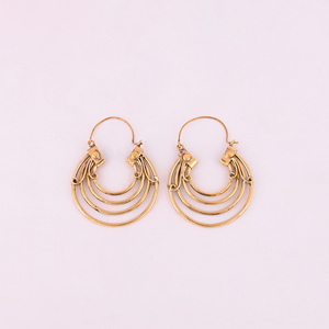 Brass Round Gold Plated <b>Large</b> Trendy Statement Fashion <b>Hoop</b> Earrings - Product Image 3