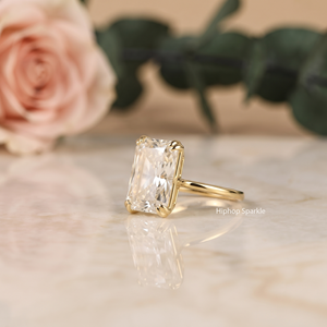 High Carat 18K Yellow Gold Rhodium Plated Sterling Silver Geometric <b>Cushion</b> Cut Moissanite 8 Prong Solitaire Engagement/<b>Wedding</b> - Product Image 4