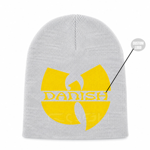 Bonnet personnalisé Cosh International avec logo, gris et jaune, style danois, unisexe, bonnet d'hiver en acrylique tricoté, vêtements décontractés - Product Image 1