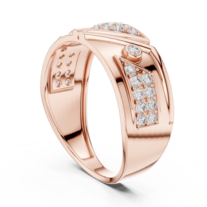 Bague classique en or rose massif 18 carats plaqué rhodium avec diamant de laboratoire taille ronde, idéale pour les fiançailles, les mariages, le quotidien et le bureau, pour homme. - Product Image 3