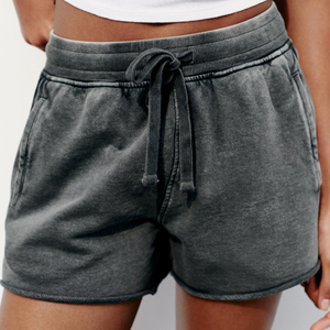 Ensemble 2 pièces décontracté pour femme en coton lavé, col rond, manches courtes, coupe ample, couleur unie, idéal printemps-été – Prix de gros - Product Image 6