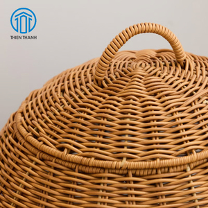 Panier de rangement en rotin fait main, rond, tissé, décoratif, pour la maison, la chambre d'enfant, les jouets, naturel, vente en gros - Product Image 2