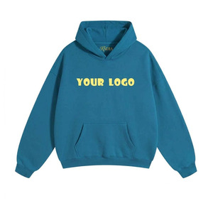 <b>Pullover</b> Hoodie 100% Cotton Oversized Winter 350g Solid Front Custom Logo Branded Sweatshirt - Product Image 1