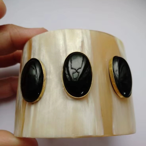 Women's Eco-Friendly High Quality Polished Modern Buffalo Horn Cuff Bangle Christmas Gift - Product Image 1