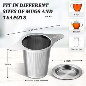 Extra Fine 18/8 Stainless Steel <b>Tea</b> <b>Infuser</b> Large Capacity Perfect Size Double Handles Hanging Design for Convenient <b>Tea</b> - Product Image 3