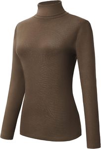Abbigliamento da Club per Primavera e Autunno, Top a Collo Alto in Tessuto Pettinato Tinta Unita, Vestibilità Slim per Donne, Magliette Casual in <span class=keywords><strong>Cotone</strong></span> Traspirante - Product Image 3