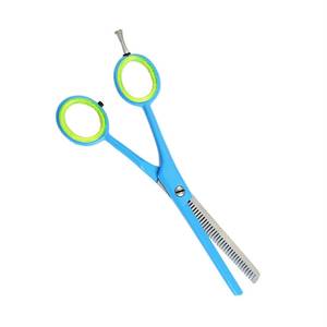 Ciseaux pour cheveux clairsemés, lame en acier inoxydable, manche en plastique bleu, manche long, pointe arrondie pour la coupe de cheveux - Product Image 4