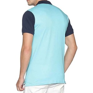 Polo à manches courtes pour homme, color-block, rayé, tricoté, coupe décontractée, longueur normale, bleu, blanc, marine - Product Image 3
