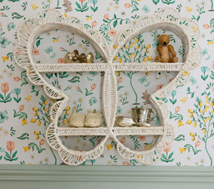 New Design Eco-friendly Handcrafted <b>White</b> Rattan Butterfly Shaped Wall <b>Shelf</b> Suitable for Baby Nursery & Kids Decor - Product Image 5