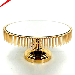 Fantastic Design Stainless Steel Luxury Decorative Unique Golden Metal Round Dessert Display <b>Mirror</b> Wedding - Product Image 1