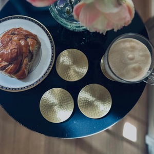 Artisan Hammered Brass <b>Coaster</b> Set Handcrafted Solid Brass <b>Drink</b> <b>Coasters</b> Heat Resistant Table Protector Luxury Table Decor - Product Image 2