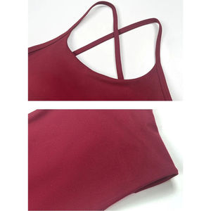 Soutien-gorge de sport respirant et écologique à compression, maintien moyen, coussinets amovibles, sexy, sans coutures, col en V, pour la gym et le fitness - Product Image 5