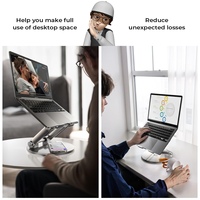 Support portable pliable LISEN 2026 pour ordinateur portable et téléphone, avec bouton pivotant, rehausseur en aluminium réglable, support ergonomique pour la maison, le bureau et les voyages