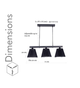 Lámpara de Techo Colgante Moderna con Pantalla de Tela Negra, Estilo Lineal Contemporáneo - Product Image 2