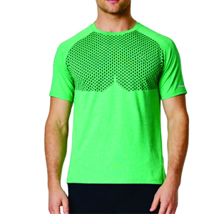 T-shirt vert à manches courtes et col rond pour homme avec motif géométrique, respirant, tricoté, coupe sportive, longueur standard, impression par sublimation - Product Image 1