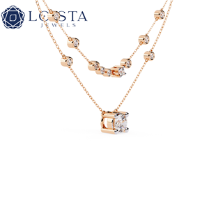 Collar de Diamantes de Laboratorio con Corte Redondo y Diseño Clásico en Oro Amarillo de 14K, con 6 Garras - Product Image 3