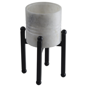 กระถางดอกไม้สีขาวเงางามพร้อมขาตั้งสีทอง ดีไซน์สวยงาม เหมาะสำหรับตกแต่งทางเข้าโรงแรมและร้านกาแฟ - Product Image 6