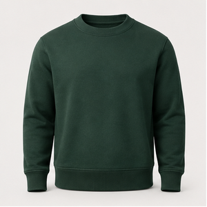 เสื้อสเวตเชิ้ตคอกลมทรงคลาสสิคสำหรับผู้ชาย สีเขียวไพน์ รุ่น MCRW-0032 ผ้าคอตตอนฟลีซเนื้อหนา ปรับแต่งได้ - Product Image 1