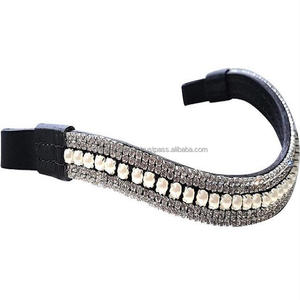 Nuevo diseño, diseño personalizado, 5 filas de perlas y cristales transparentes, cadena de diamantes, banda de cuero para doma de caballo en tamaños completos de mazorca - Product Image 3