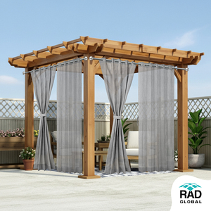 Cortinas para Exteriores Resistentes al Agua en Gris Claro, Hechas con Tela de Poliéster Teñida en Solución, para Balcón y Patio - Product Image 3
