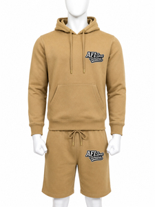 Ensemble court à capuche personnalisé pour homme, coupe classique, couleur unie, tricoté, 100 % polyester, short et sweat à capuche décontractés pour l'été - Product Image 1