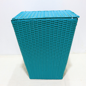 New Design Plastic <b>Wicker</b> Laundry <b>Basket</b> Iron Frame <b>Hamper</b> with Lid & Removable Liner - Product Image 4