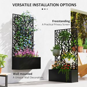 Jardinière surélevée avec treillis mural, pot de fleurs d'intérieur pour jardin, balcon, terrasse, 24"L x 9.1"W x 44.5"H - Product Image 5